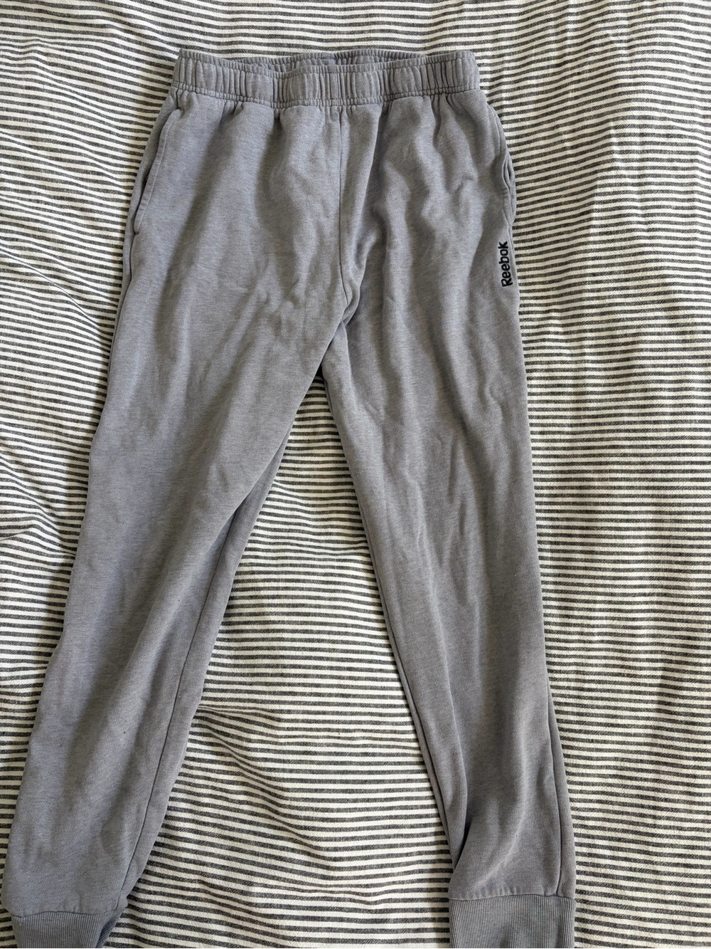 Reebok Light Gray Sweatpants with Black Label